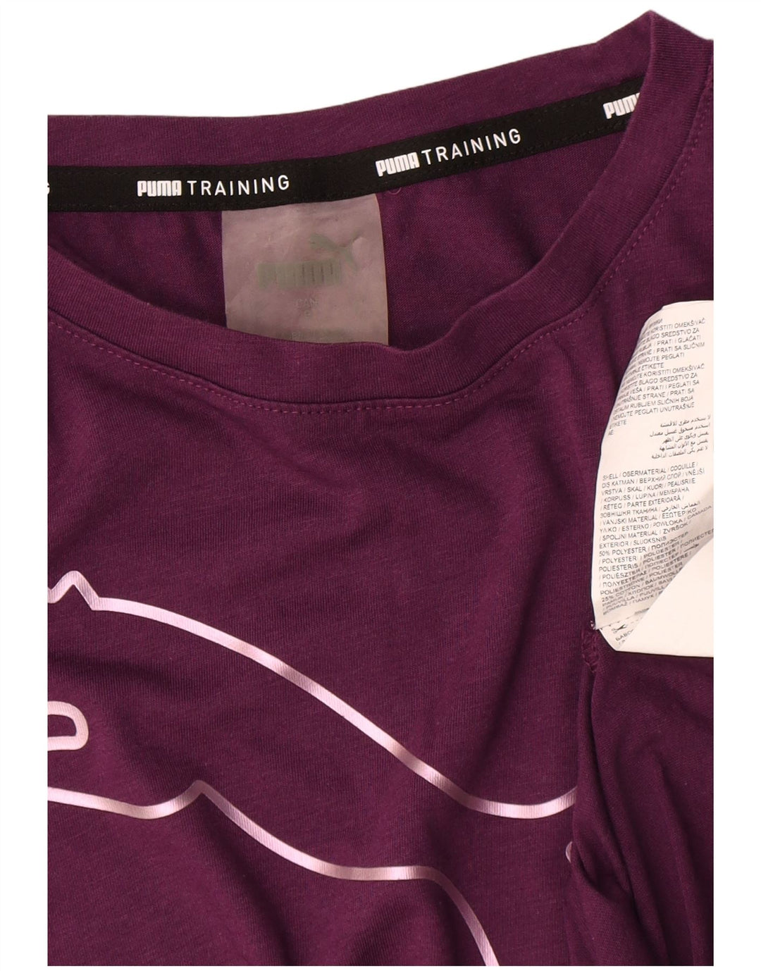 Puma Mujer Camiseta Gráfica Top UK 40 Grande Poliéster Púrpura