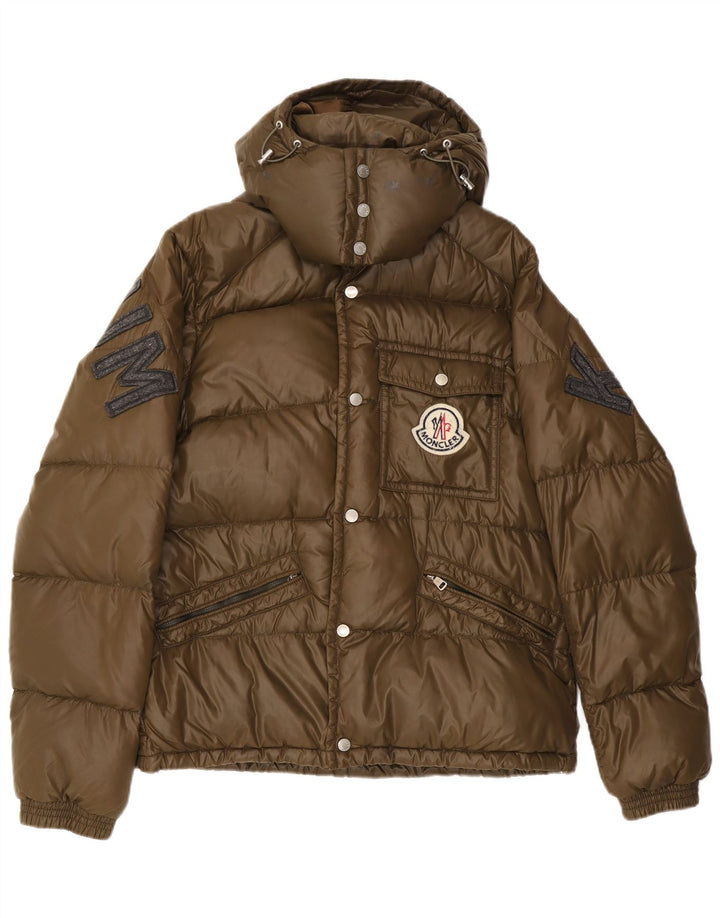 Moncler Chaqueta acolchada con capucha gráfica para hombre Talla 5 2XL Poliamida caqui