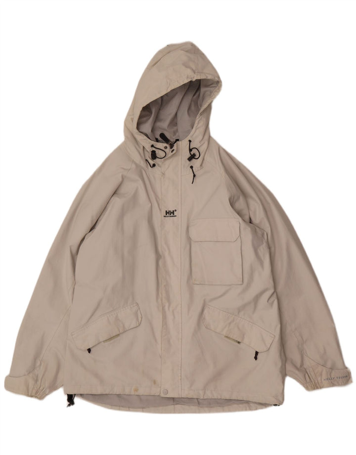 Helly Hansen Chaqueta impermeable con capucha para hombre UK 40 Large Off White Nylon