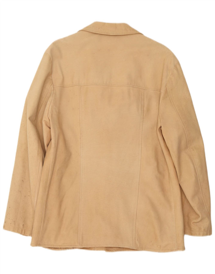 Chaqueta de cuero vintage para hombre IT 52 XL Beige