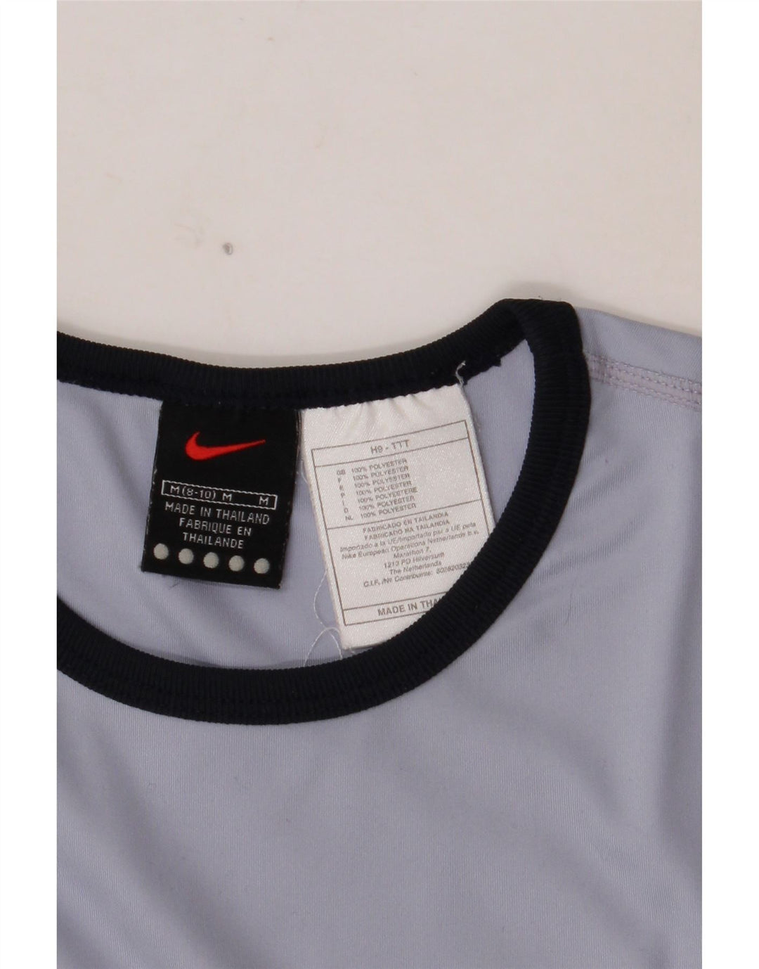 NIKE Top corto para mujer de manga larga US 8/10 Poliéster azul medio