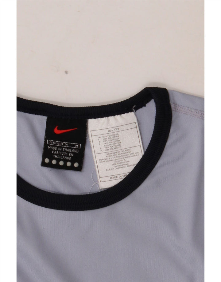 NIKE Top corto para mujer de manga larga US 8/10 Poliéster azul medio