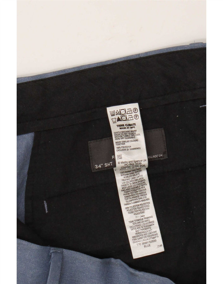 Marks & Spencer Pantalón chino de corte regular para hombre W34 L29 Poliéster azul