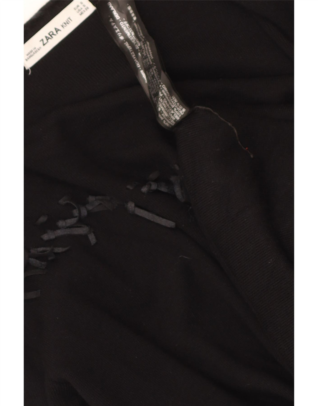 Zara Mujer Cárdigan Abierto Asimétrico Suéter UK 10 Small Poliéster Negro