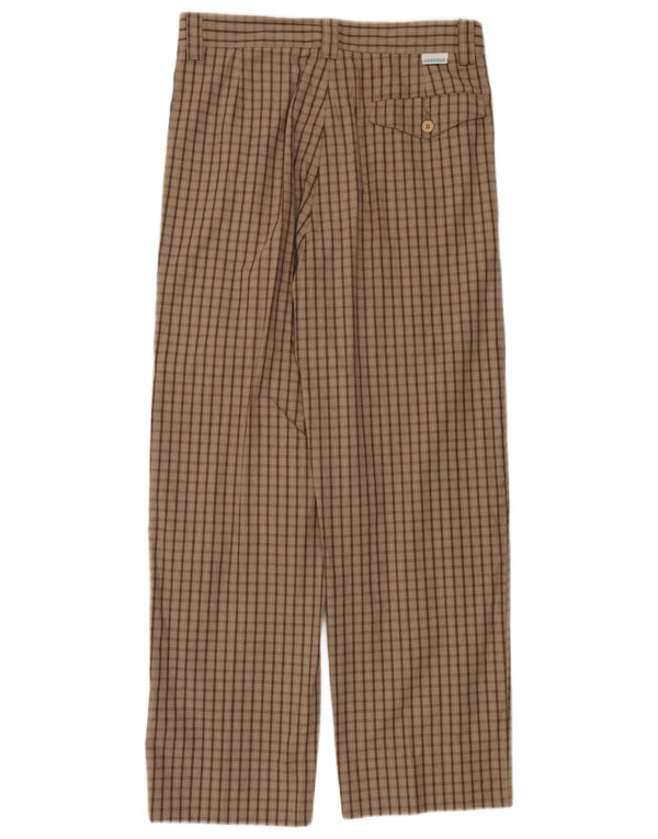 Carrera Mens Pegged Chino Pantalones IT 46 Pequeño W30 L28 Marrón Cuadros Algodón