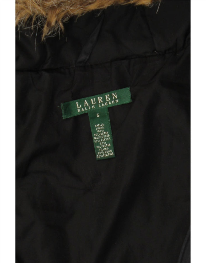 Ralph Lauren Chaqueta acolchada con capucha para mujer UK 10 Small Poliéster negro