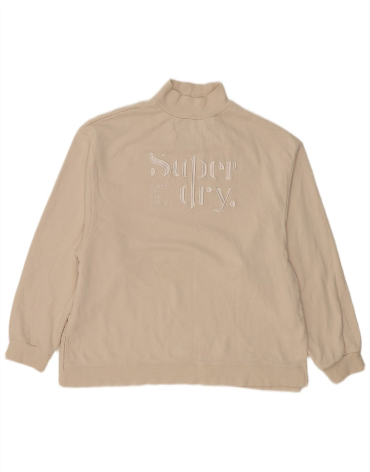 Superdry Mujer Gráfico Oversize Sudadera Jumper UK 42 Medium Beige
