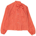 Vintage mujer frente corbata camisa blusa Reino Unido 14 medio naranja lunares