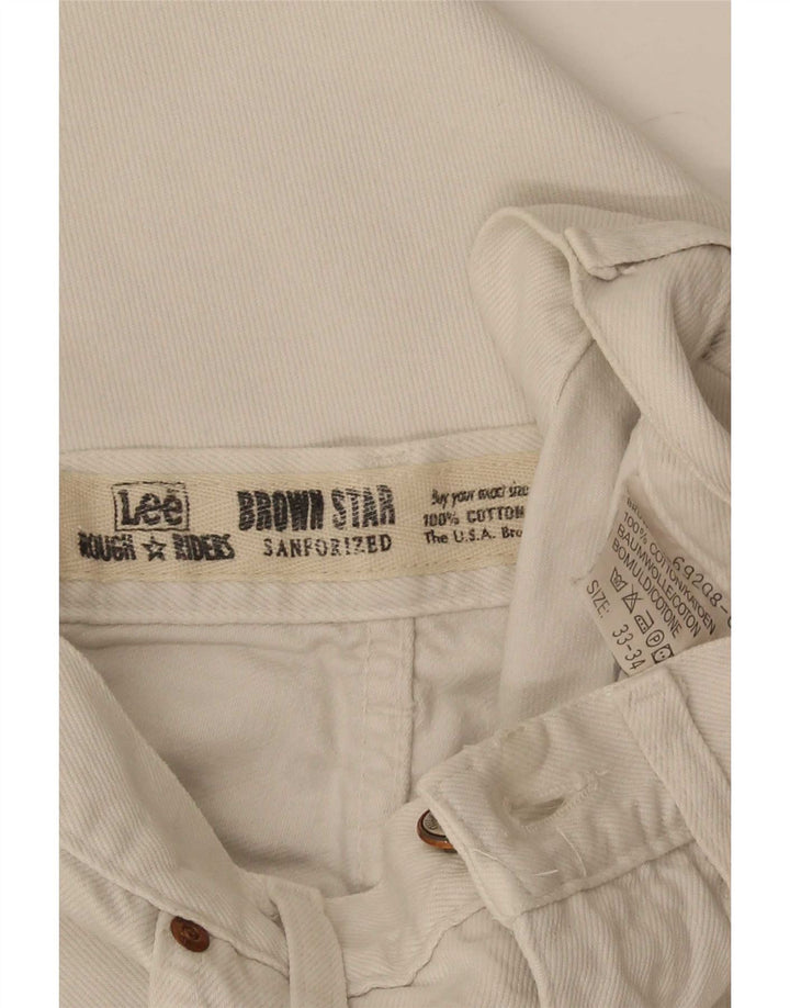 Lee Mens Riders Vaqueros Cortos W33 L24 Algodón Blanco