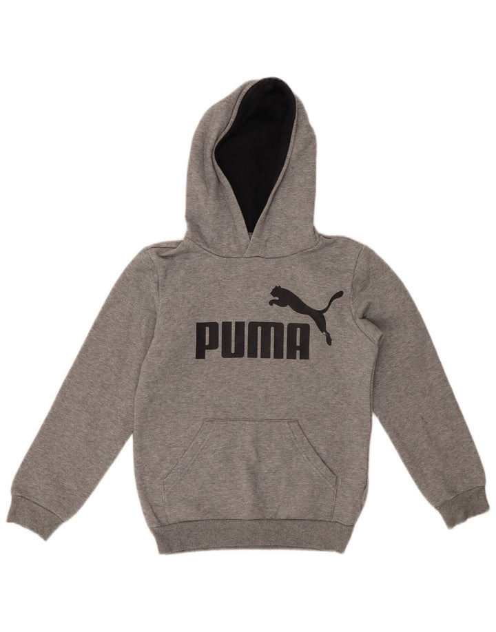 PUMA Sudadera con capucha gráfica para niños 9-10 años Gris