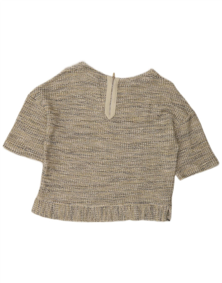 Massimo Dutti Blusa Mujer Top UK 44 Medio Beige Rayas