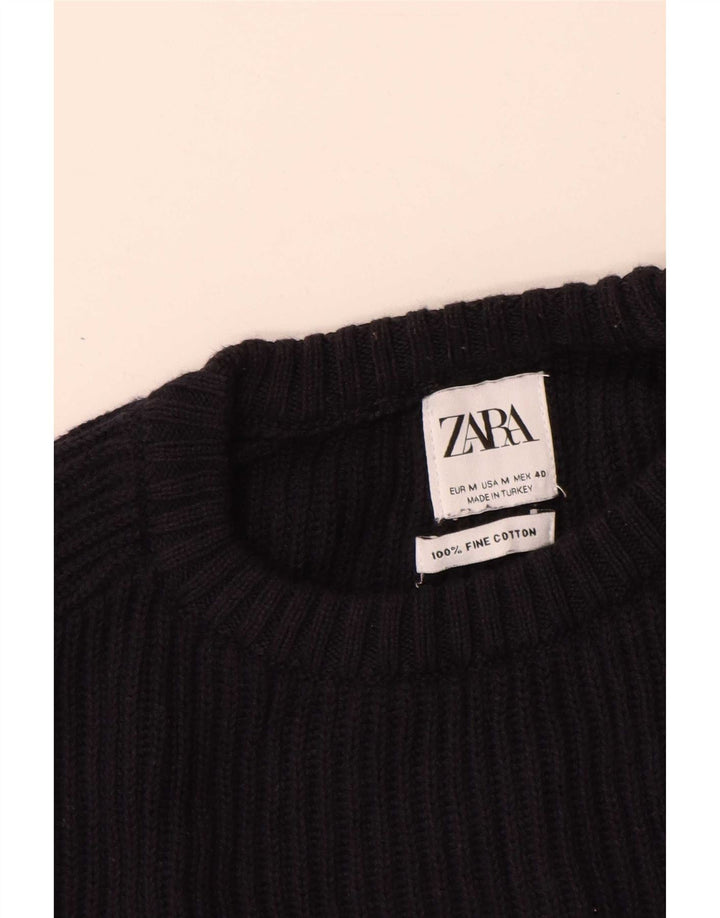 Zara Hombre Jersey Cuello Redondo Jersey Medio Azul Marino Algodón
