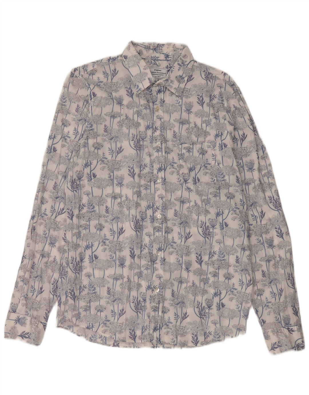 Robert Friedman Camisa para hombre Algodón floral azul grande