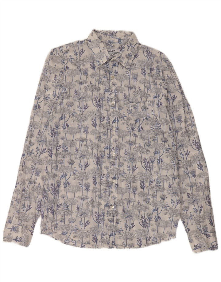 Robert Friedman Camisa para hombre Algodón floral azul grande