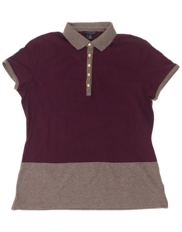 Tommy Hilfiger Polo para Mujer UK 40 XL Algodón Color Block Púrpura