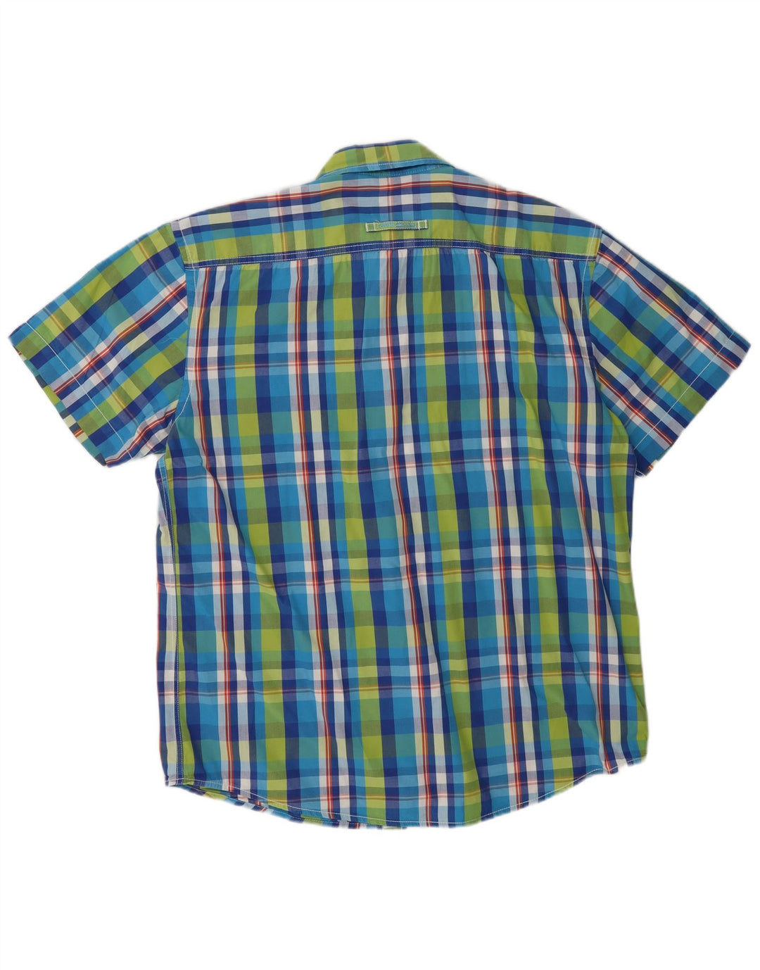 CAMEL ACTIVE Camisa de manga corta para hombre de algodón con cuadros multicolores grandes