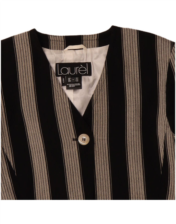 Laurel Chaqueta tipo blazer corta con 1 botón para mujer EU 36 Small Lana a rayas negras