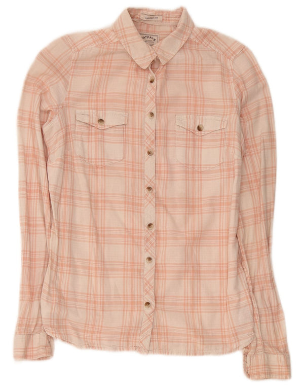 Camisa de corte clásico para mujer de Fat Face UK 40 Small Pink Plaid Cotton