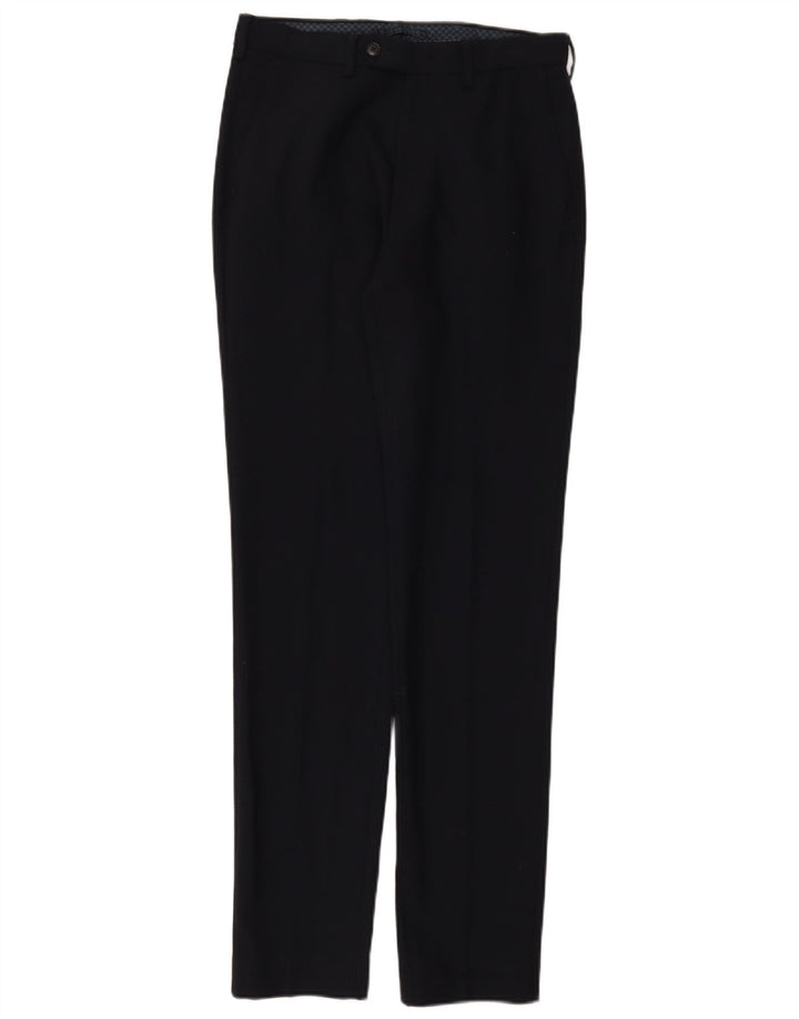 Marks & Spencer Pantalón de traje ajustado para hombre W30 L33 Lana azul marino