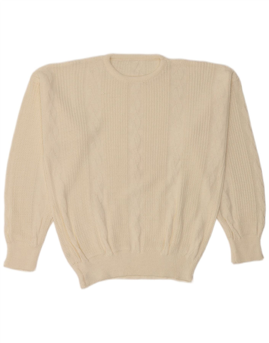 VINTAGE Jersey de cuello redondo para hombre IT 52 Acrílico blanco grande