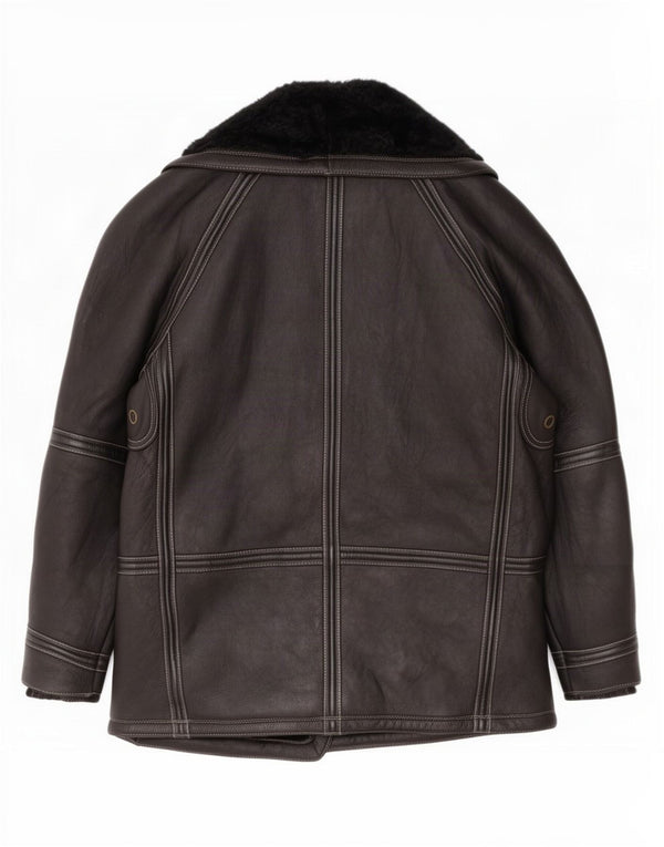 Vintage hombres shearling chaqueta Reino Unido 42 XL negro