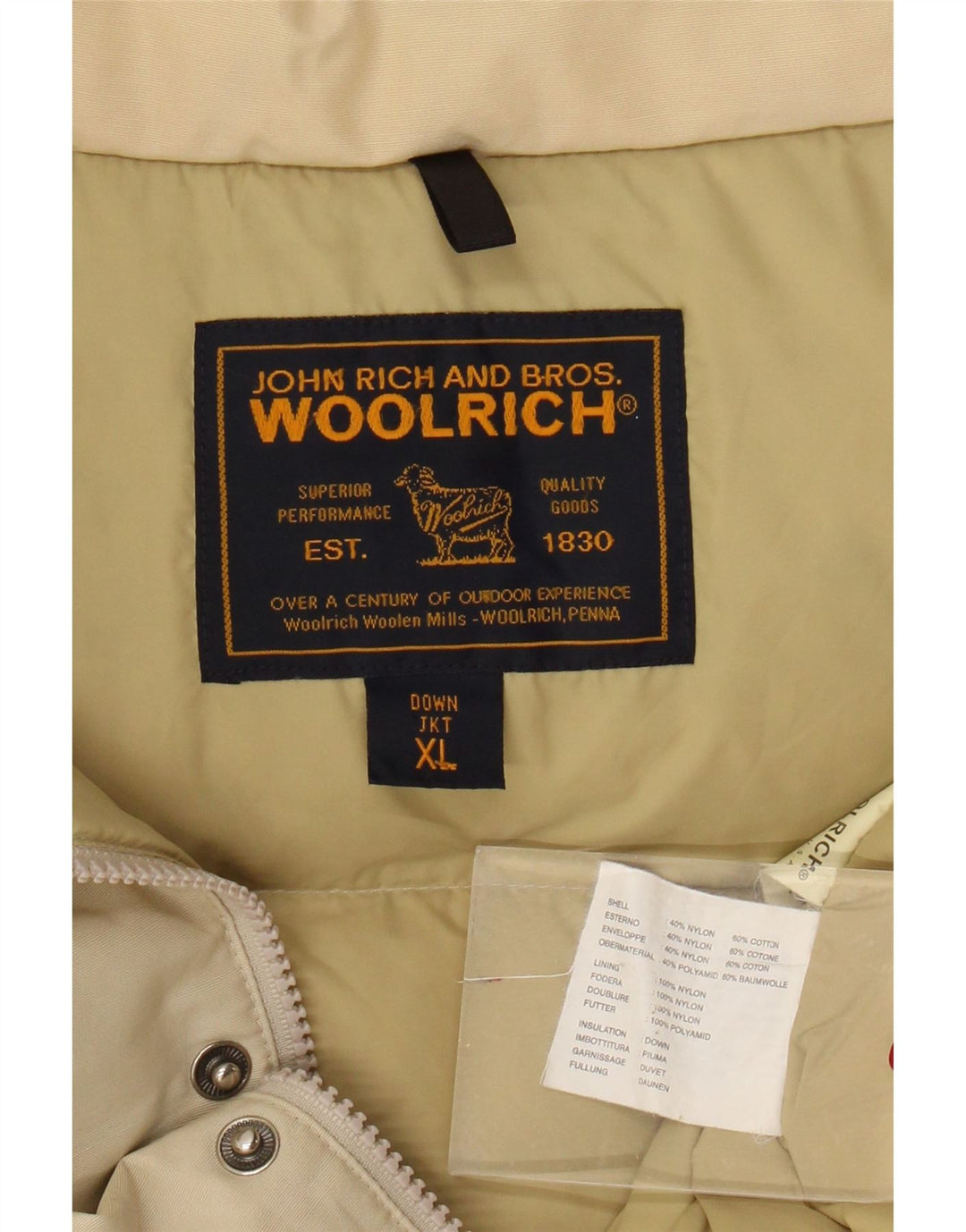 Woolrich Chaleco acolchado para hombre UK 42 XL Nylon beige