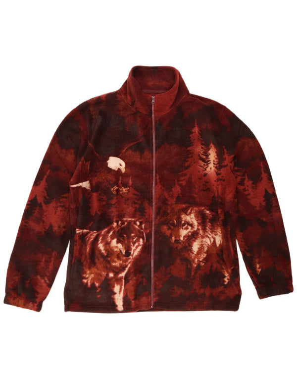 Atlas For Men Chaqueta polar gráfica para hombre Reino Unido 40 Grande Estampado animal burdeos