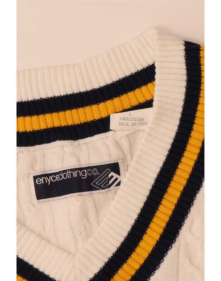 Vintage hombres chaleco tanque top grande blanco rayas algodón