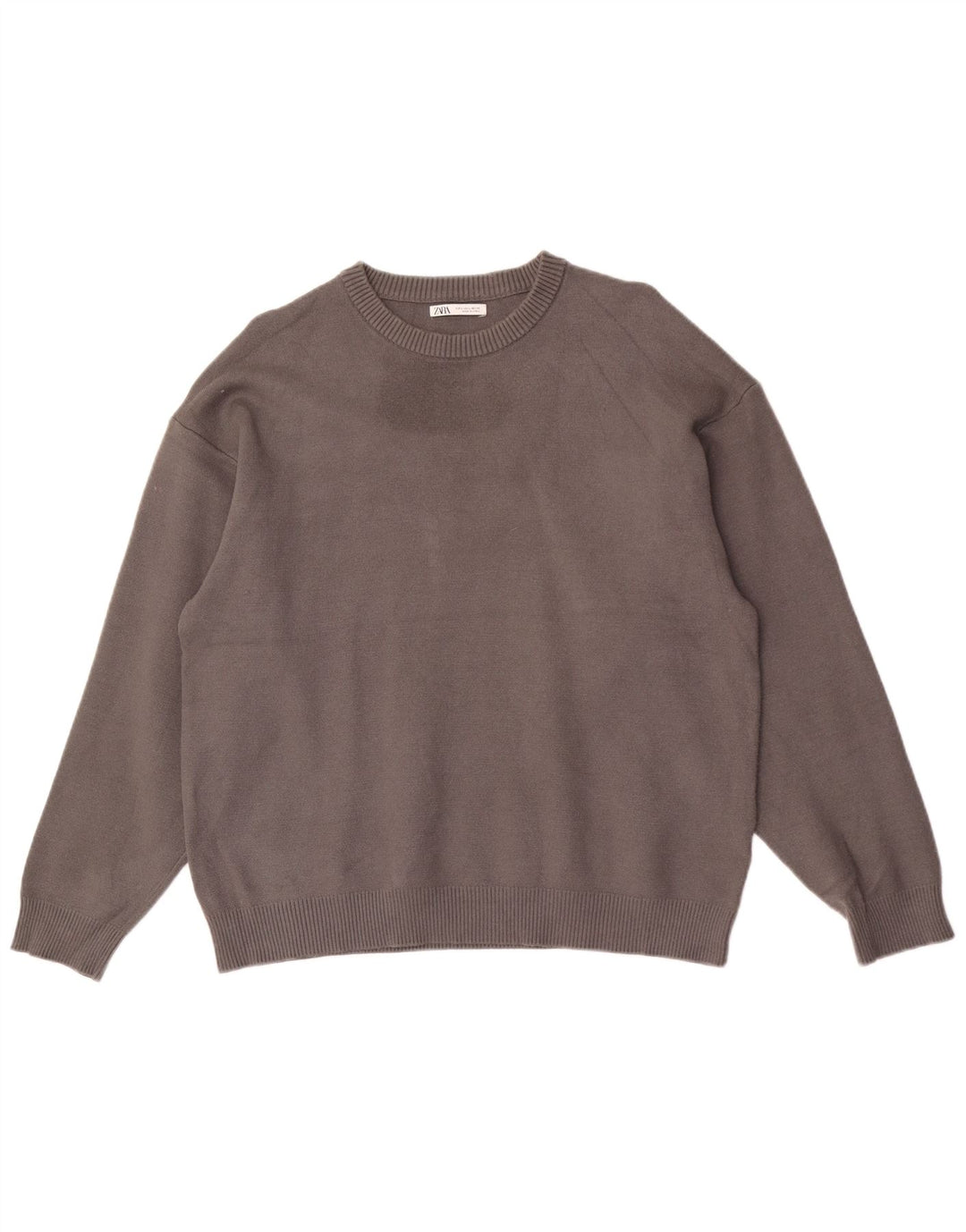 ZARA Hombre Jersey Cuello Redondo Jersey Grande Viscosa Gris