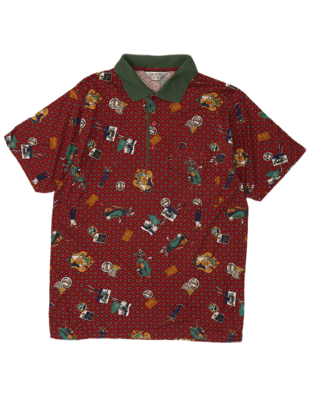 DALMINE Polo con estampado abstracto para hombre IT 48 Medium Granate Spotted