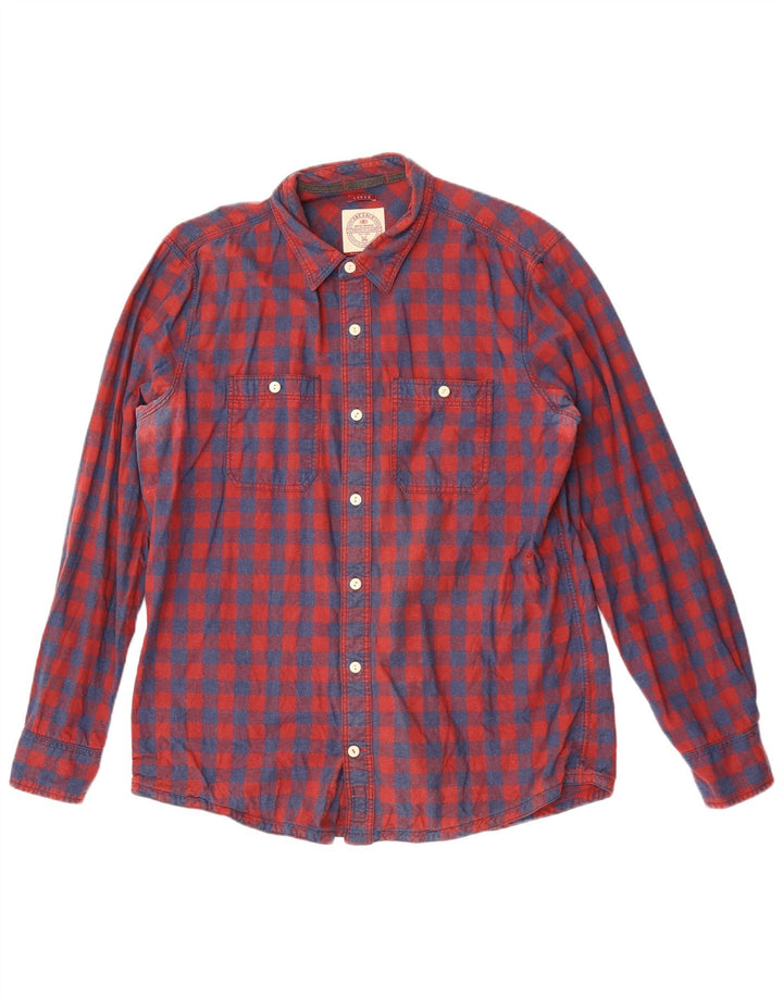Camisa de hombre Fat Face de algodón con cuadros rojos grandes