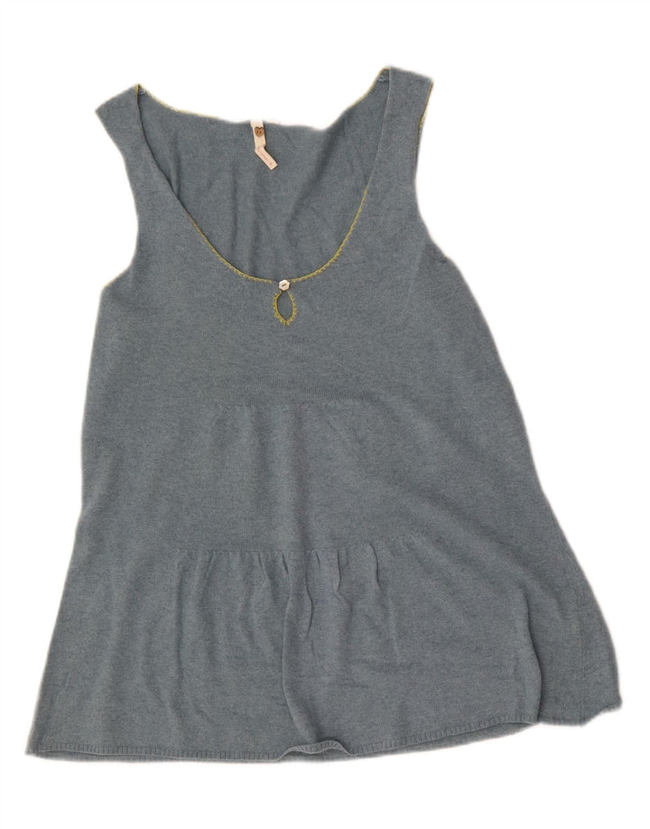 WHITE STUFF Womens Vest Tank Top UK 14 Medium Blue Viscose Vintage White Stuff and Second-Hand White Stuff from Messina Hembry 