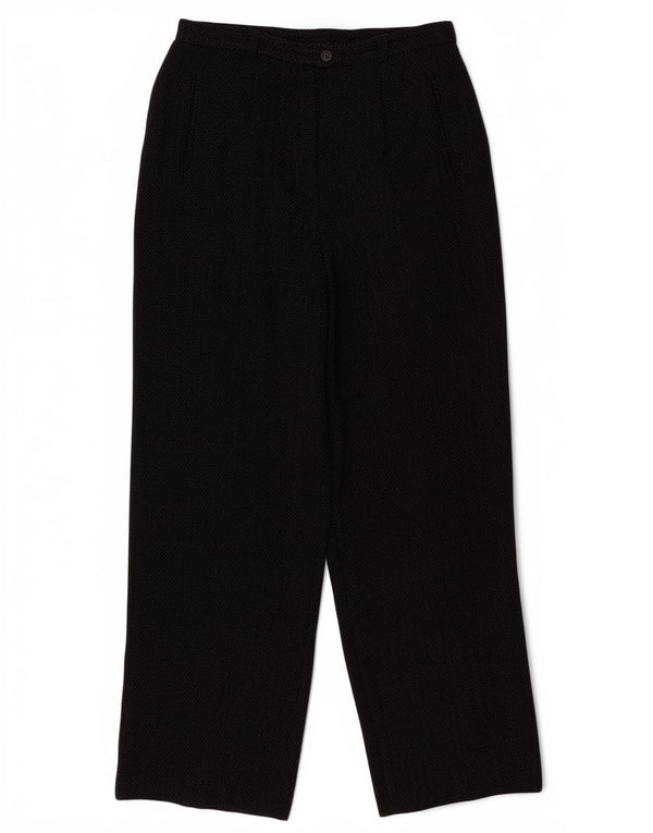 Max Mara Pantalones de traje rectos para mujer UK 40 Large W32 L29 Black Moteado