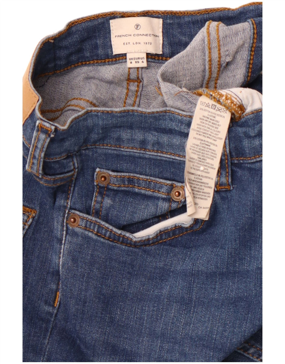 FRENCH CONNECTION Vaqueros pitillo para mujer UK 8 Small W26 L29 Algodón azul