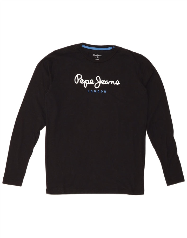 PEPE JEANS Top gráfico para hombre manga larga pequeño negro