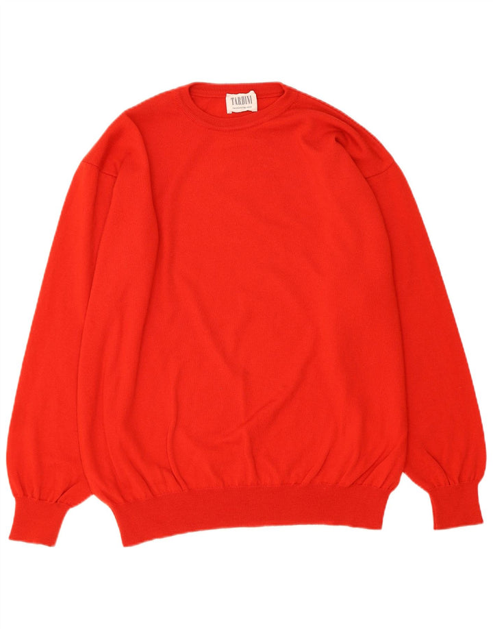 TARDINI Mens Crew Neck Jumper Sweater XL Red Wool