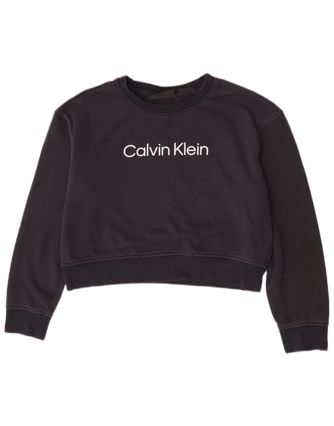 Calvin Klein Sudadera Corta con Gráfico para Mujer UK 14 Medium Azul Marino