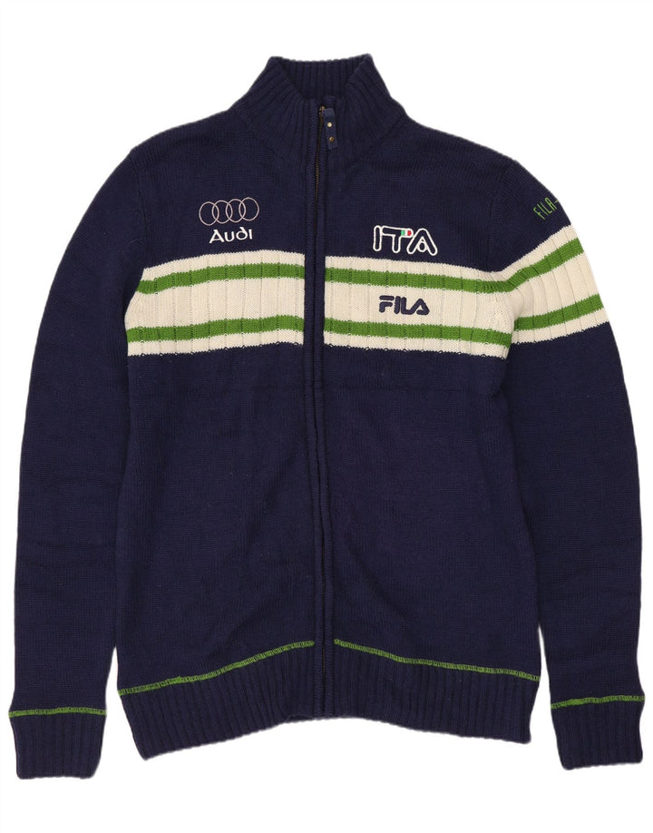 Fila Hombre Cárdigan Suéter Medio Azul Marino Colorblock Acrílico