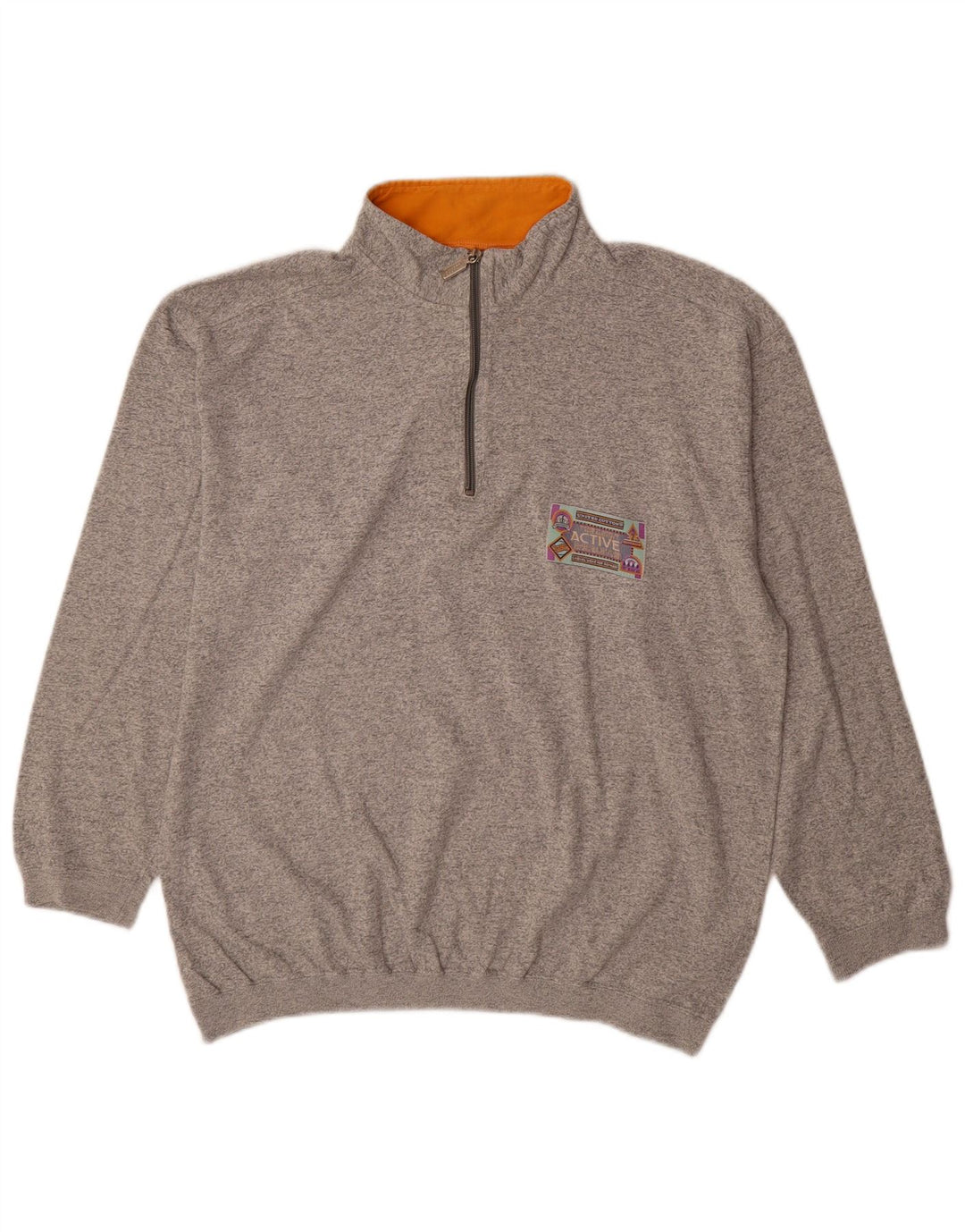 Active - Sudadera con cuello y cremallera para hombre, jersey de algodón gris medio