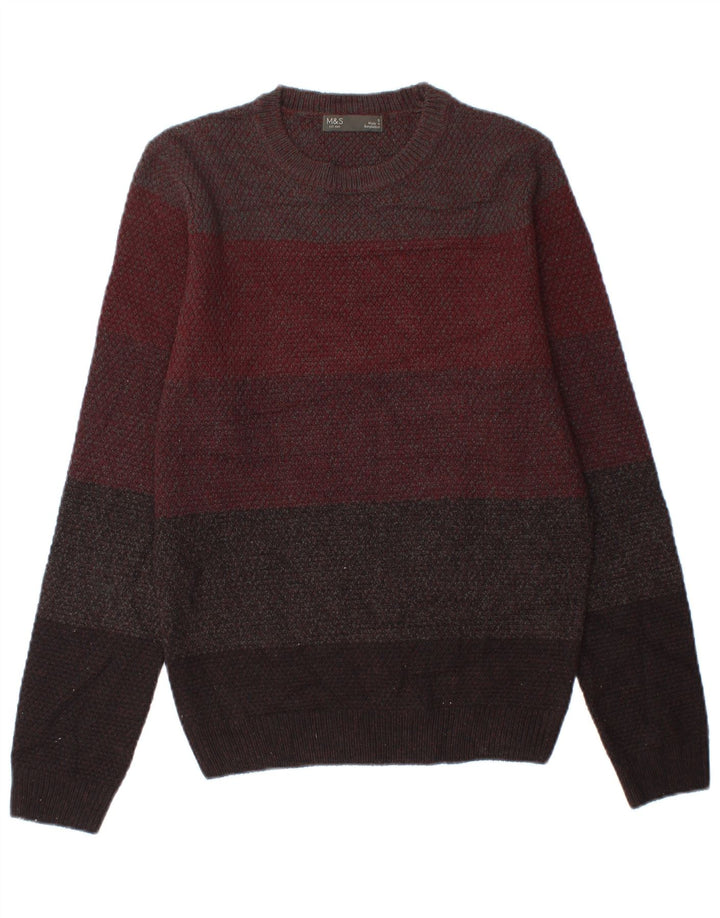 Marks & Spencer - Jersey de cuello redondo para hombre, talla pequeña, multicolor, a rayas