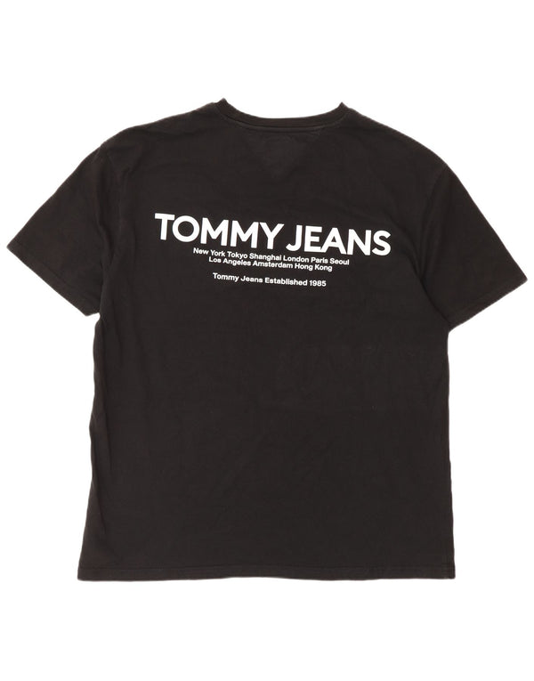 Tommy Hilfiger Camiseta gráfica para hombre Top grande de algodón negro