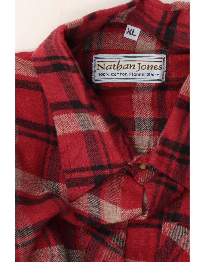 Nathan Jones Camisa De Franela Hombre XL Algodón A Cuadros Rojos
