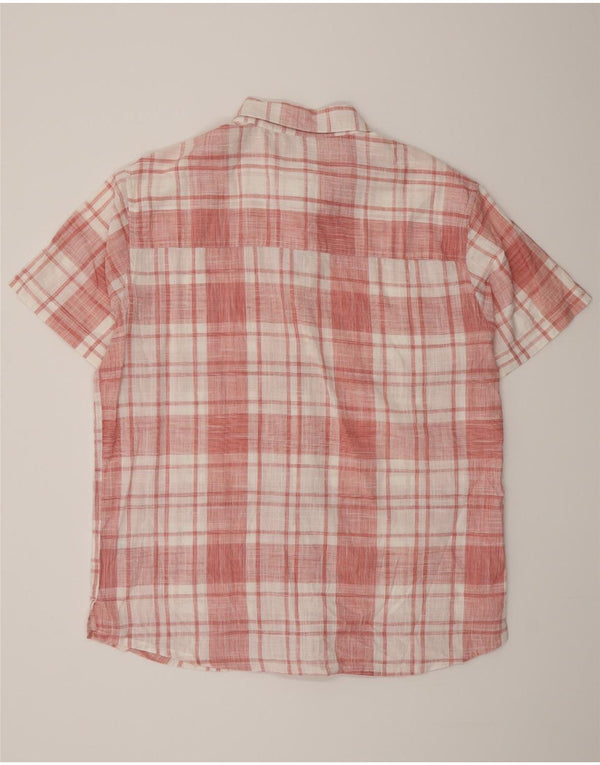 Camisa de manga corta para hombre Mountain Warehouse XL de algodón a cuadros rosas