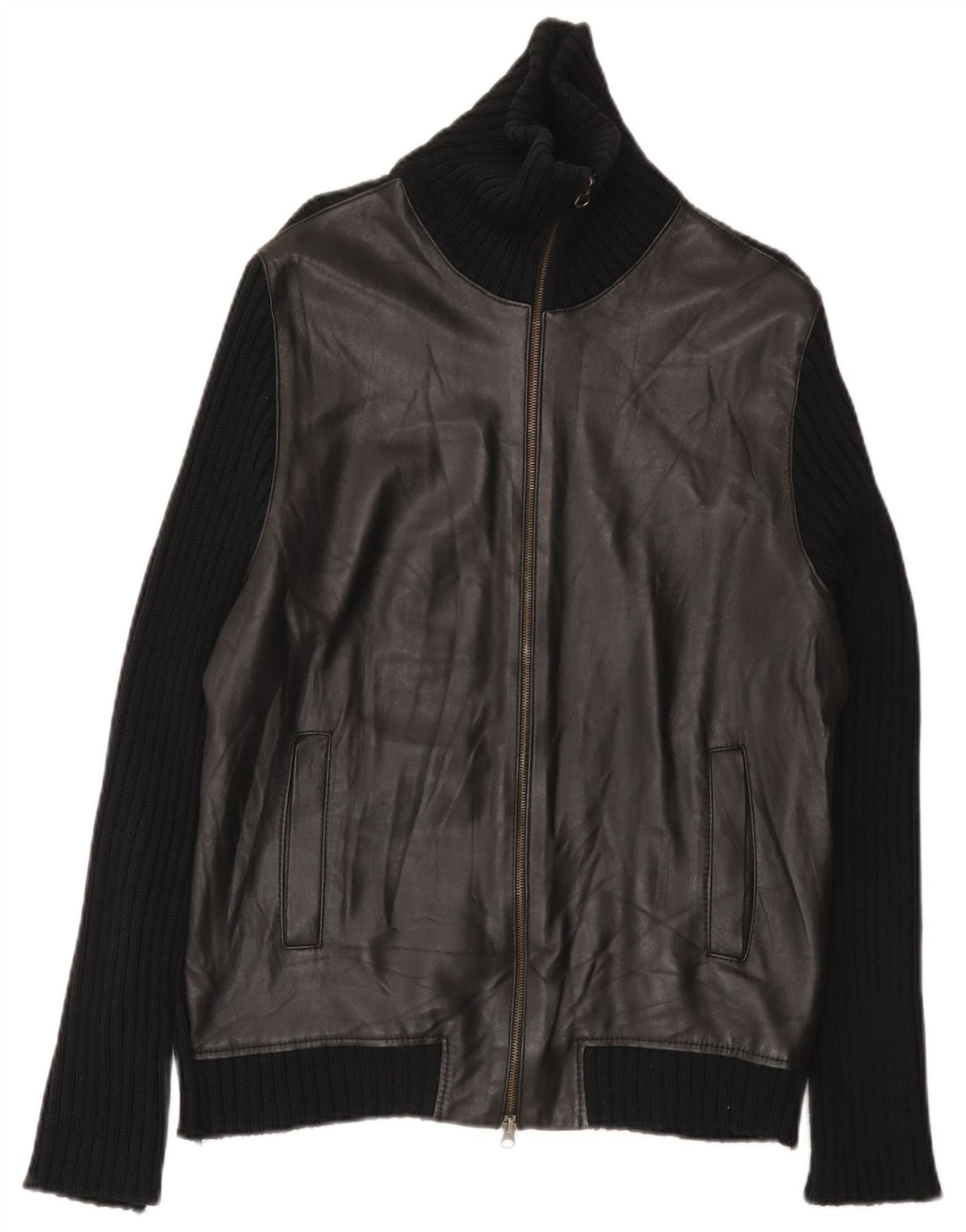 Zara Hombre Cárdigan Suéter Grande Algodón Negro