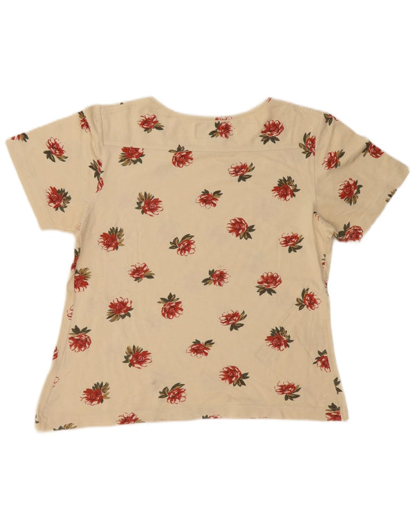Jantzen Camiseta Mujer Top IT 46 Grande Beige Floral Algodón
