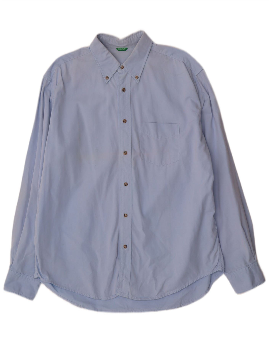 Camisa Benetton Hombre XL Algodón Azul