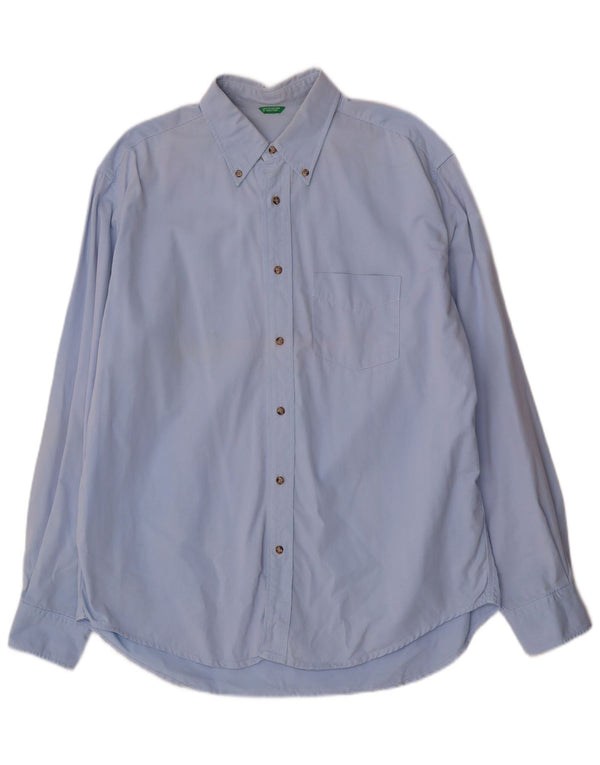 Camisa Benetton Hombre XL Algodón Azul