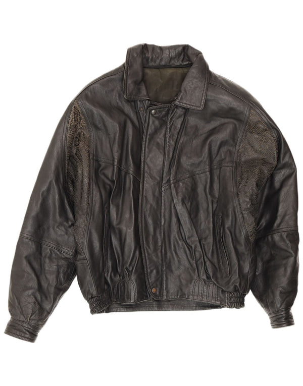 Chaqueta de cuero vintage para hombre UK 36 Small Black