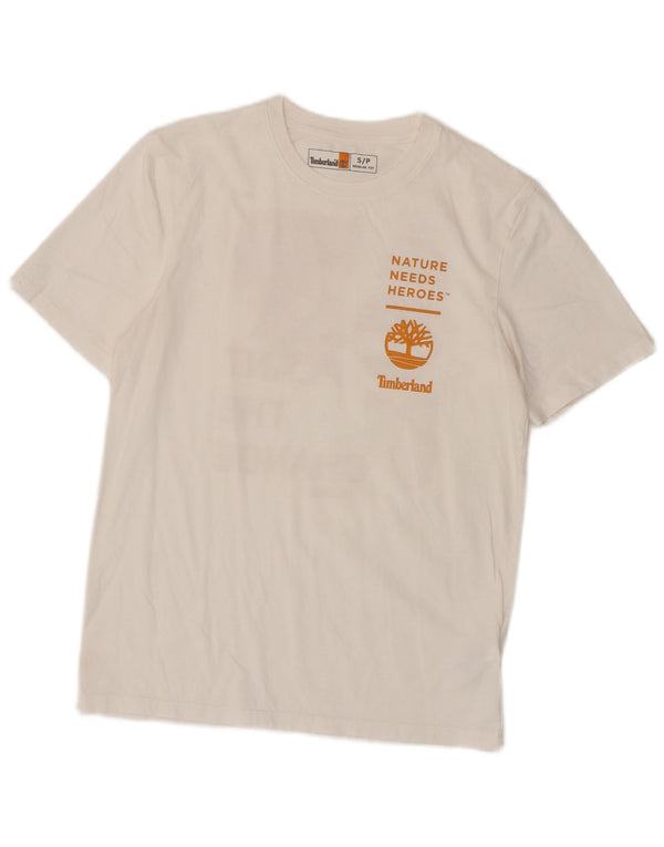 Timberland Camiseta con gráfico de ajuste regular para hombre Top Small White Cotton