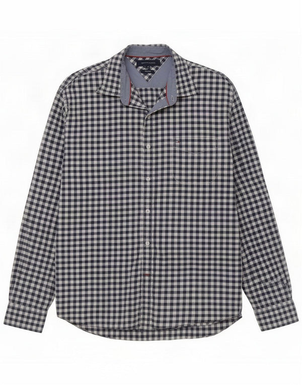 Tommy Hilfiger Camisa Vintage Fit para hombre XL Algodón a cuadros azul marino